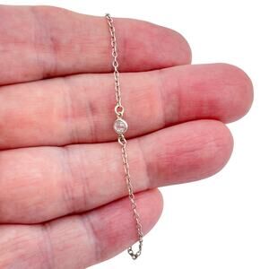Vintage Sterling Silver 925 Cubic Zirconia Solitaire Bracelet 7.5"